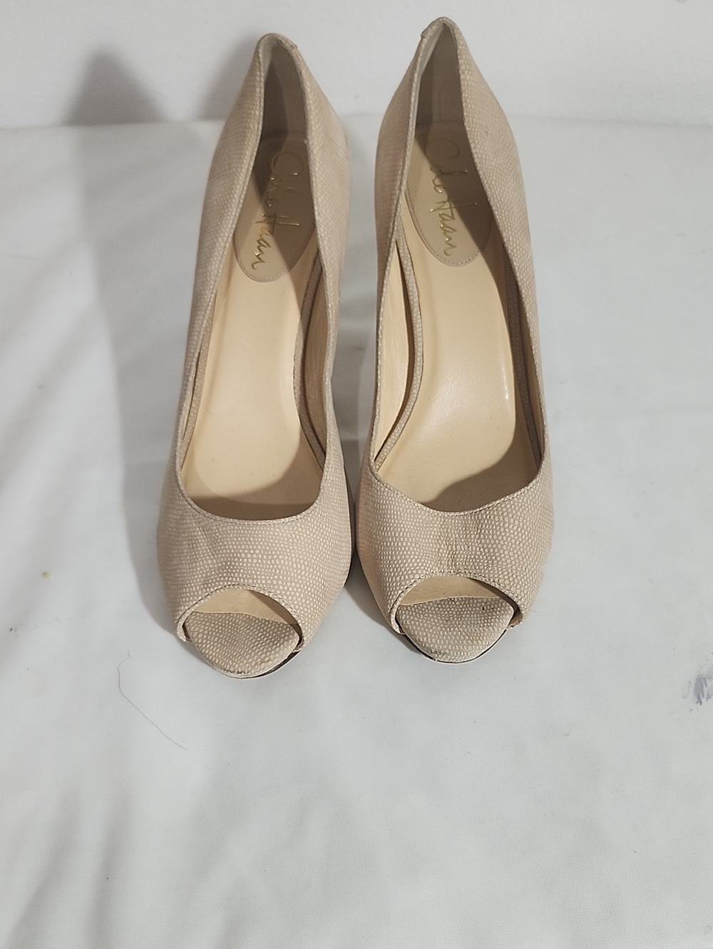 Cole Haan Beige Peep-Toe Heels